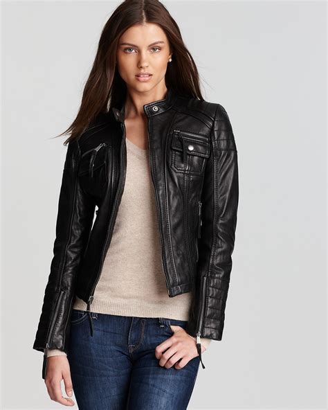 michael kors zip up jacket|Michael Kors leather jacket.